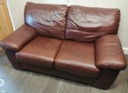 TWO SEATER BROWN LEATHER SOFA