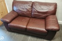 TWO SEATER BROWN LEATHER SOFA