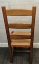 Six X SOLID OAK LADDER BACK DINING CHAIRS.