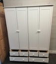 White Triple Wardrobe with Drawers