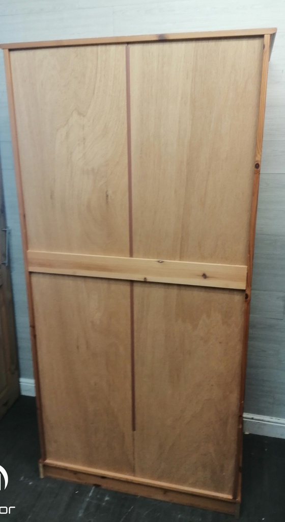 Double pine wardrobe with drawer