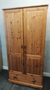 Double pine wardrobe with drawer
