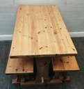 Solid Pine Dining Table &amp; Two Benches