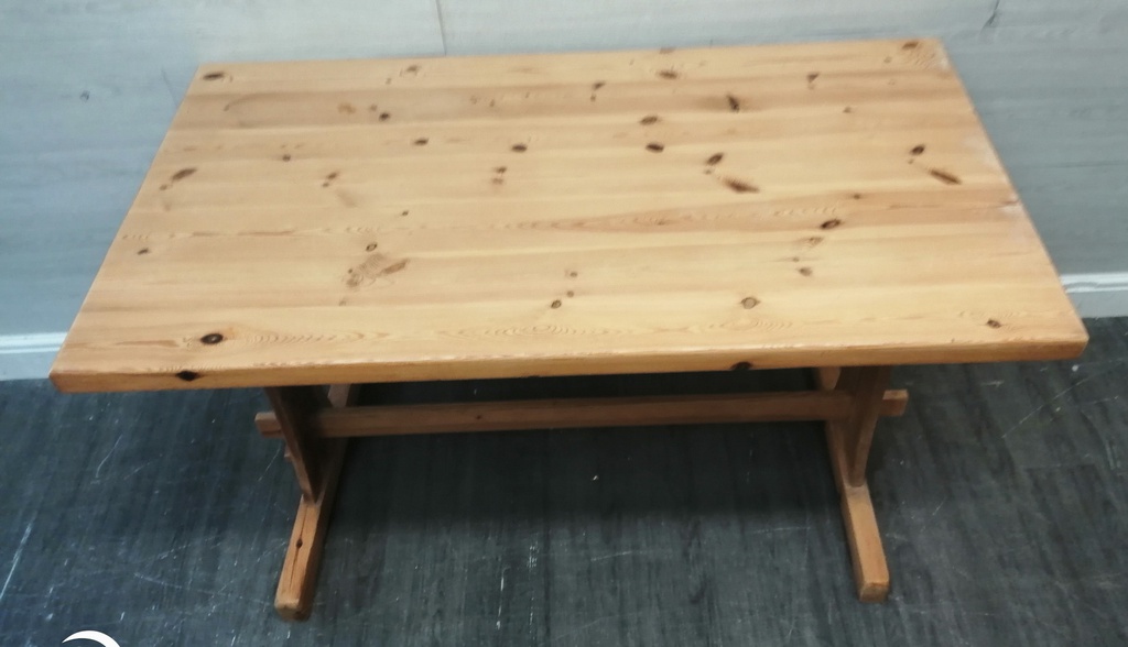 Solid Pine Dining Table &amp; Two Benches