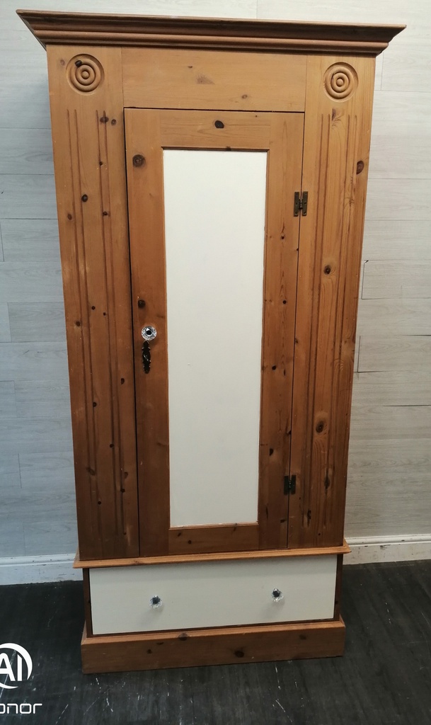 SINGLE DOOR SOLID PINE WARDROBE WITH DRAWER