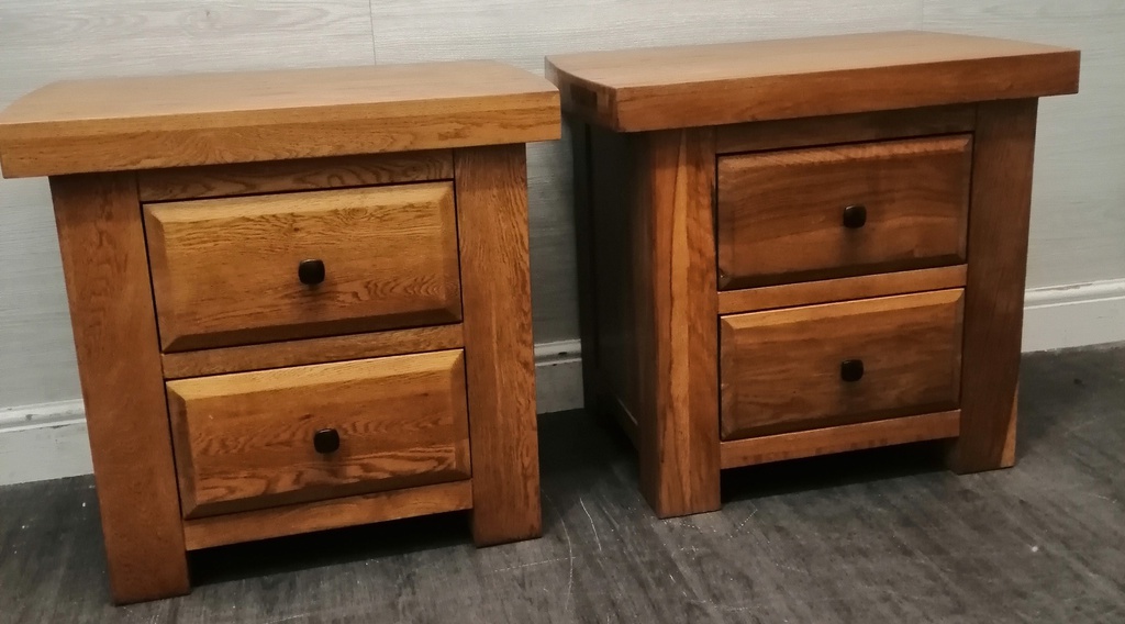Pair of chunky oak bedsides from Oak Furniture Land