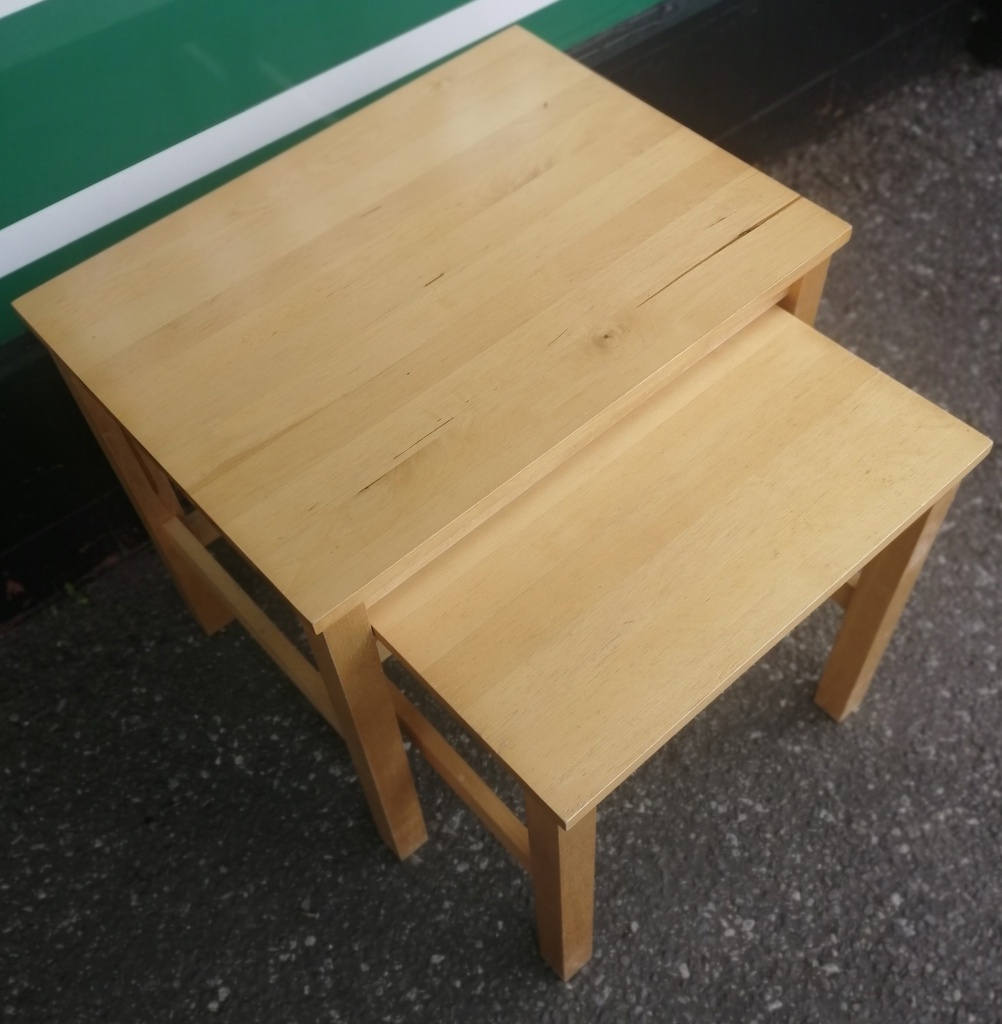 NEST OF TWO LIGHT WOOD TABLES