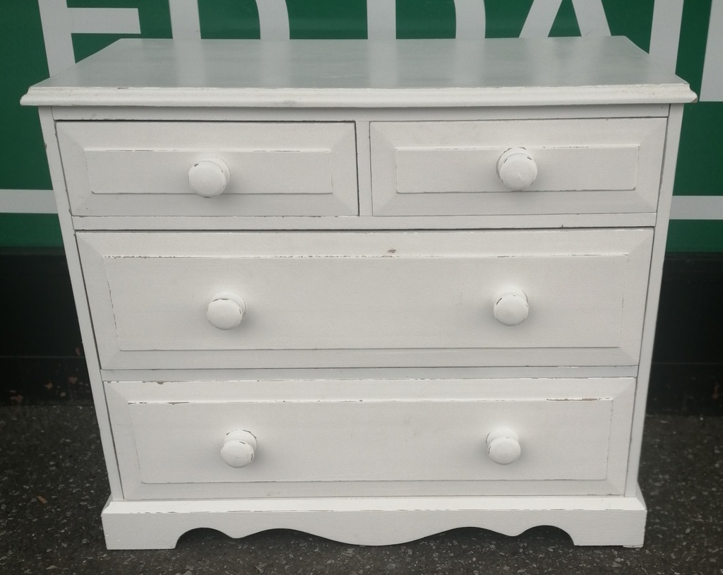 lovely shabby chic solid pine chest of four drawers
