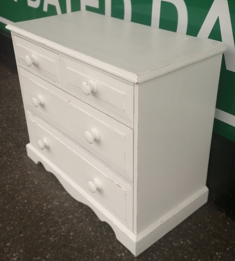 lovely shabby chic solid pine chest of four drawers