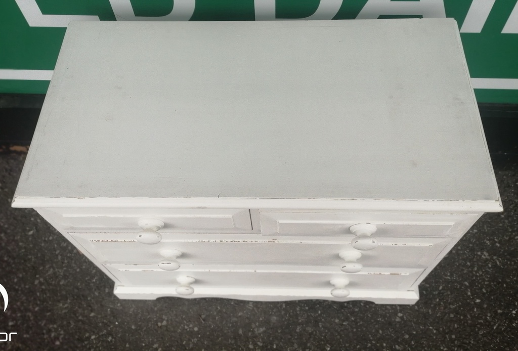 lovely shabby chic solid pine chest of four drawers