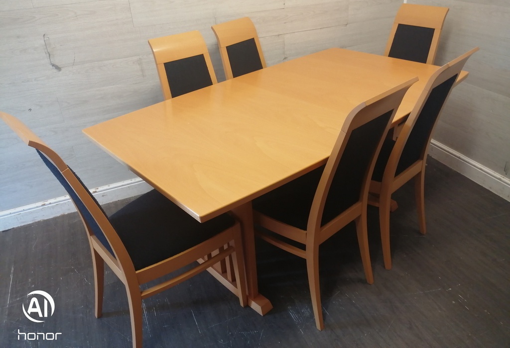 QUALITY  JOHN.E.COYLE  EXTENDING TABLE AND 6 CHAIRS