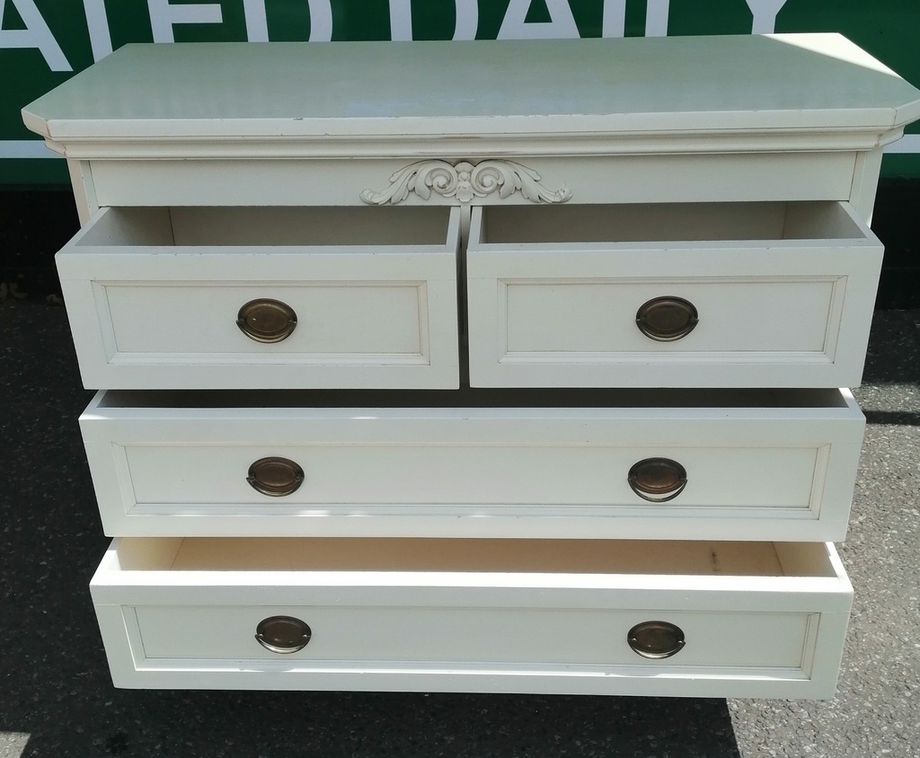 Laura Ashley Off White Shabby Chic  Chest of Four Drawers