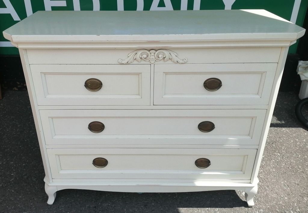 Laura Ashley Off White Shabby Chic  Chest of Four Drawers