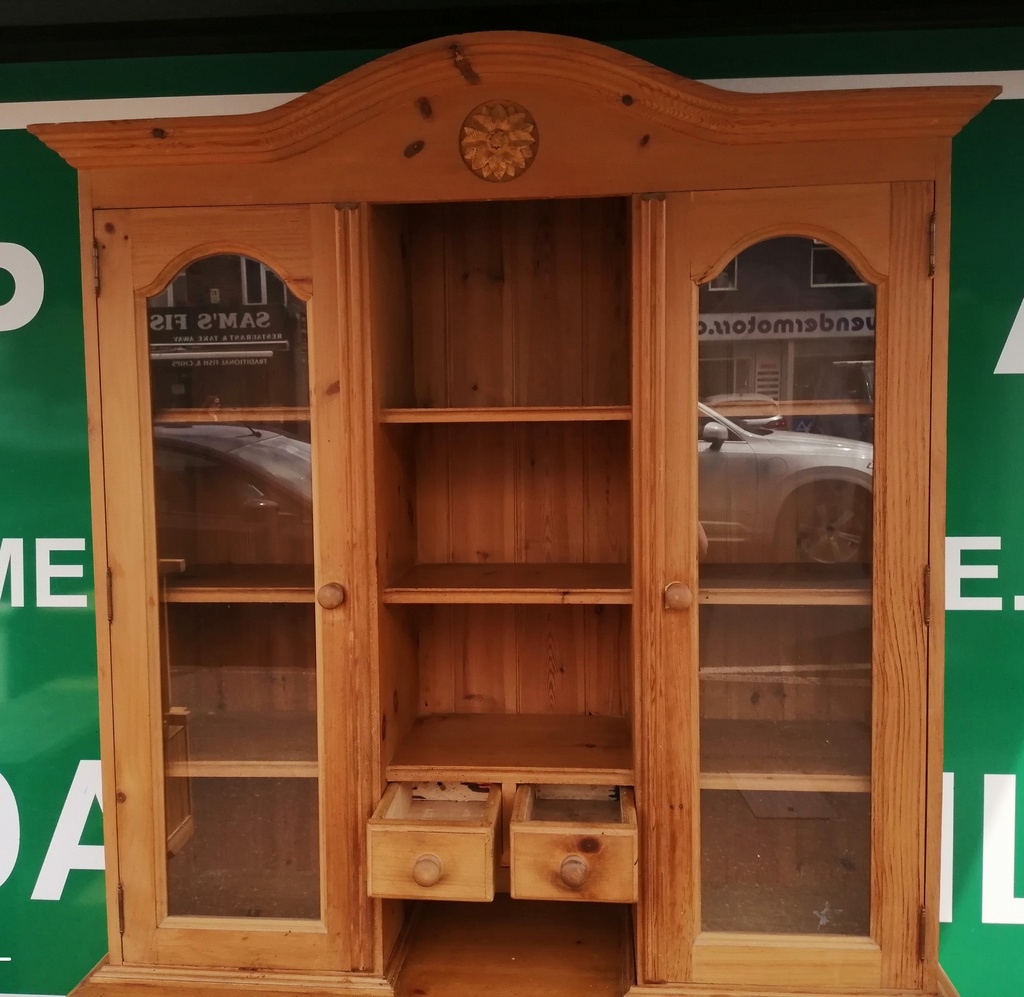 Part glazed pine dresser