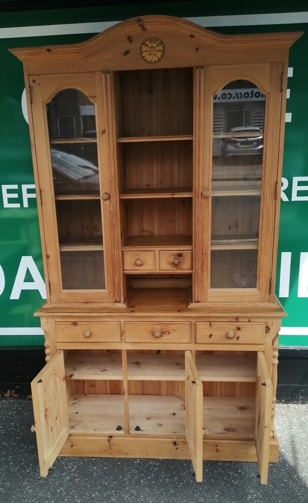Part glazed pine dresser