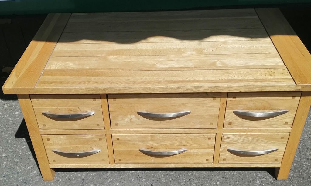 Oak Coffee Table With bank of Drawers