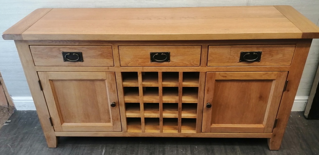 TRIPLE OAK SIDEBOARD WITH WINE RACK