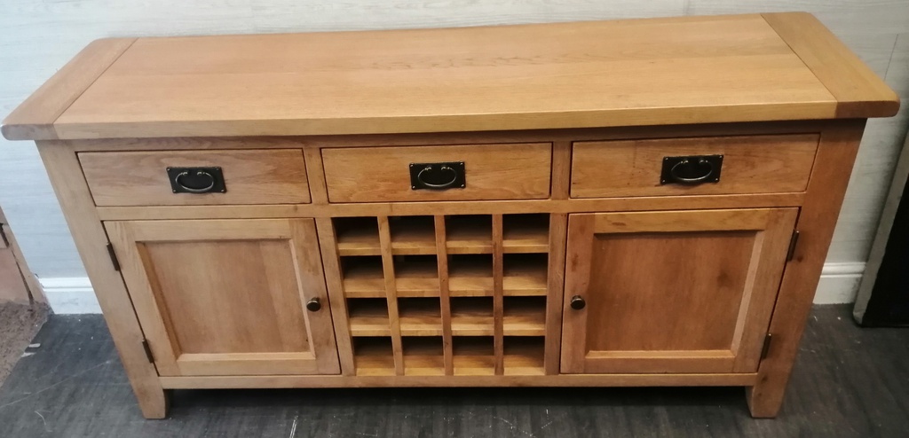 TRIPLE OAK SIDEBOARD WITH WINE RACK
