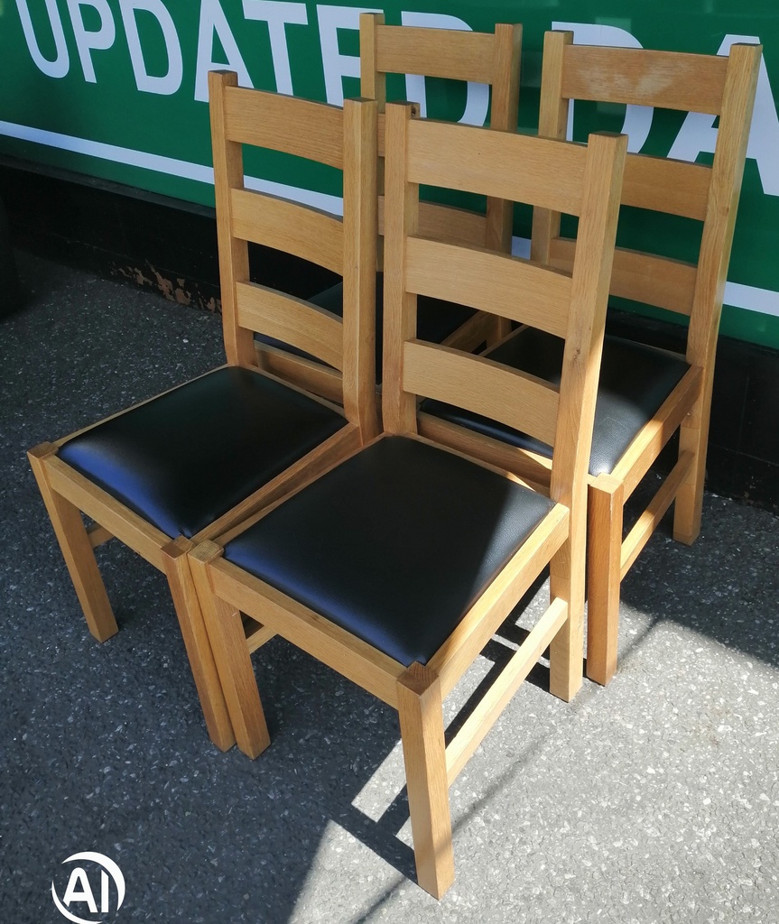 Quality set 4 x Oak Slat Back Dining Chairs