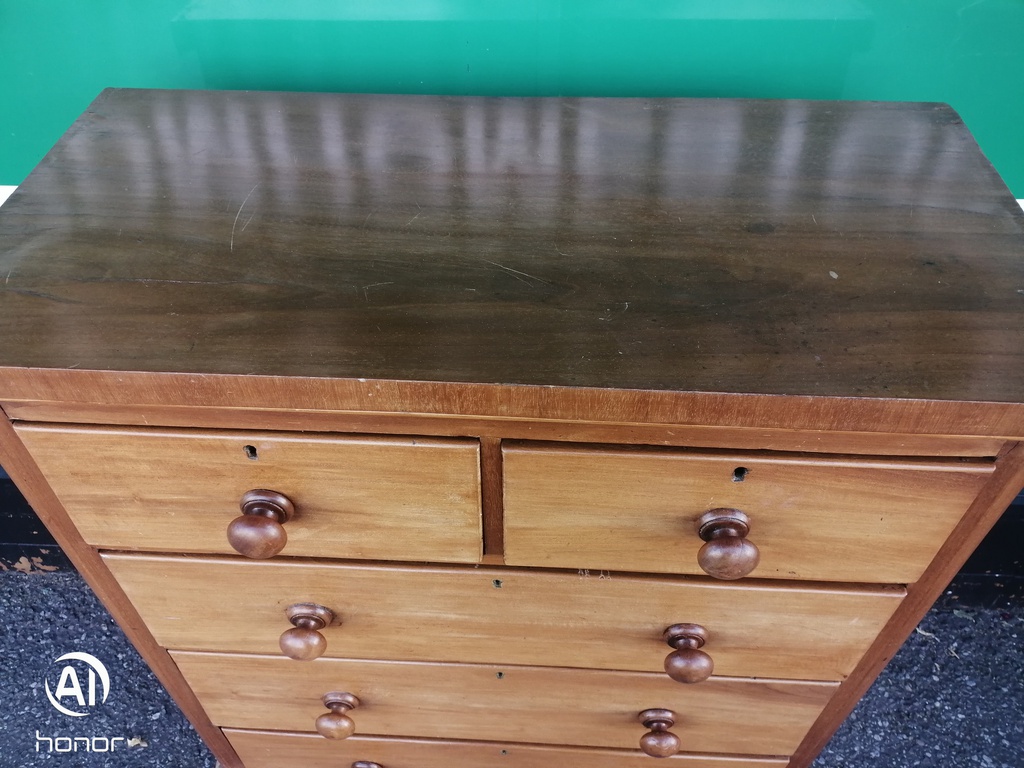 Large old antique chest of 5 drawers