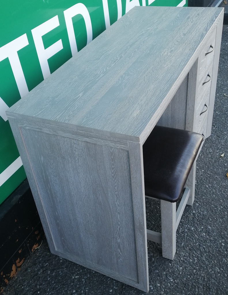 Four Drawer Grey Dressing Table / Desk With Stool