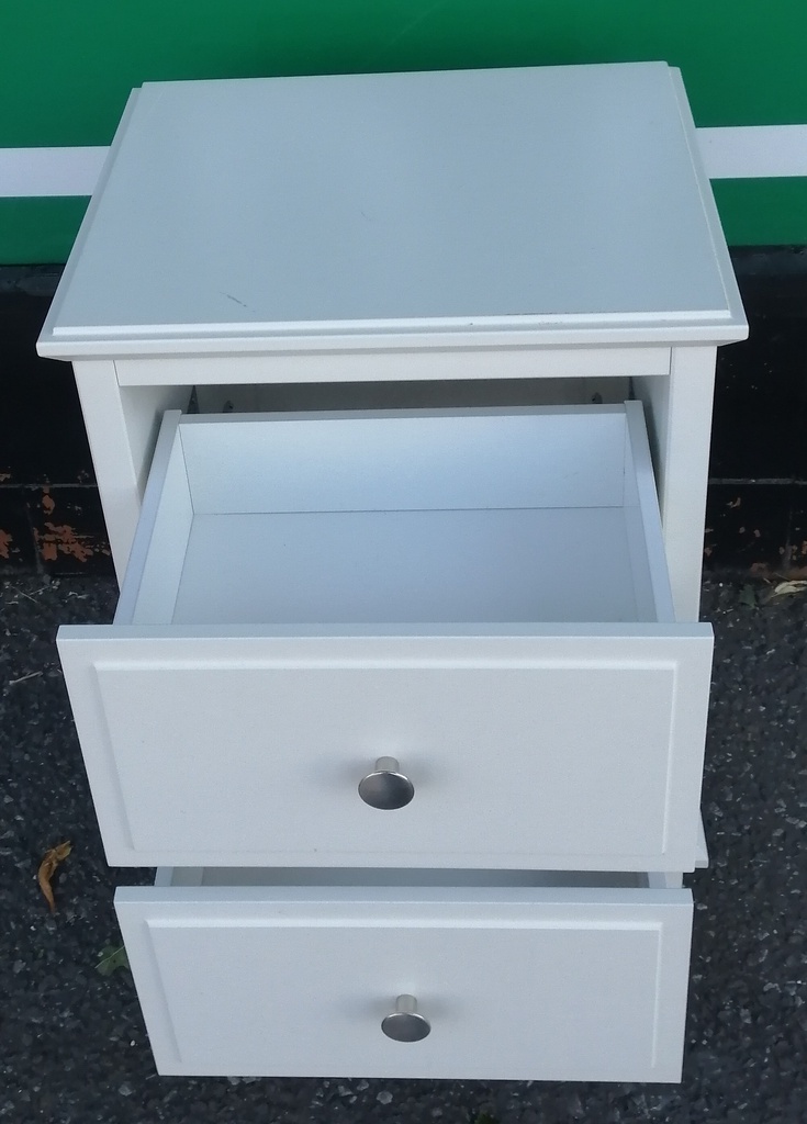Two drawer white bedside