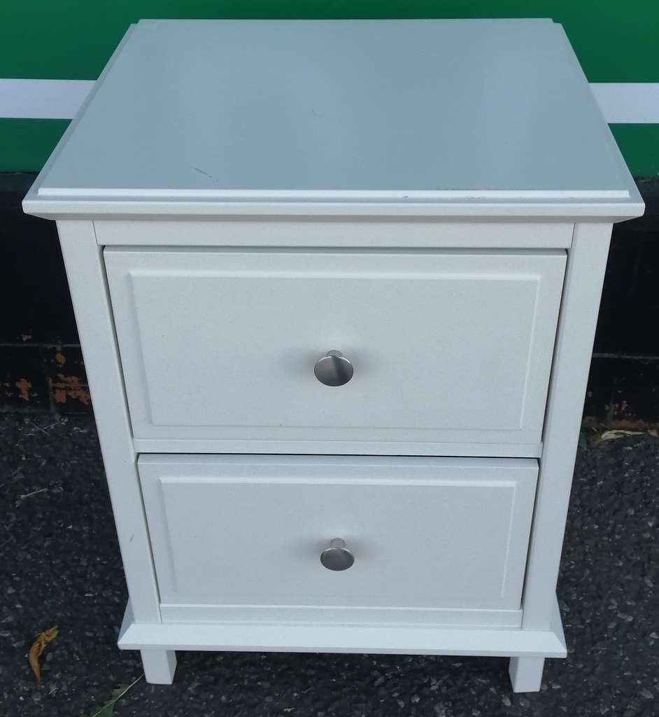 Two drawer white bedside