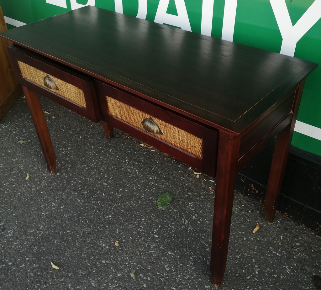 Two drawer dark  wood console / Desk table