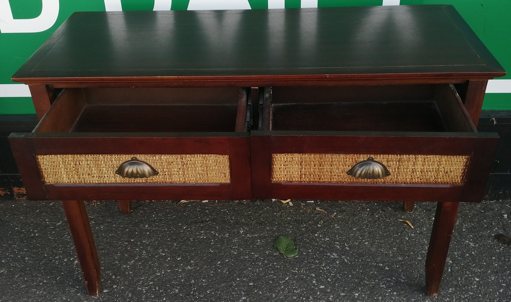 Two drawer dark  wood console / Desk table