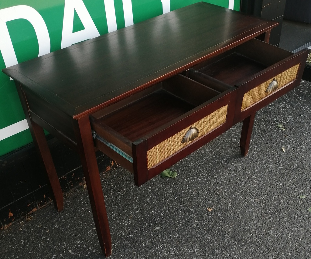 Two drawer dark  wood console / Desk table