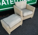 Quality Wicker &amp; Seagrass Armchair &amp; Footstool Set