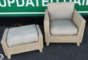 Quality Wicker &amp; Seagrass Armchair &amp; Footstool Set