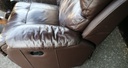 Two seater brown leather recliner sofa
