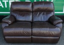 Two seater brown leather recliner sofa