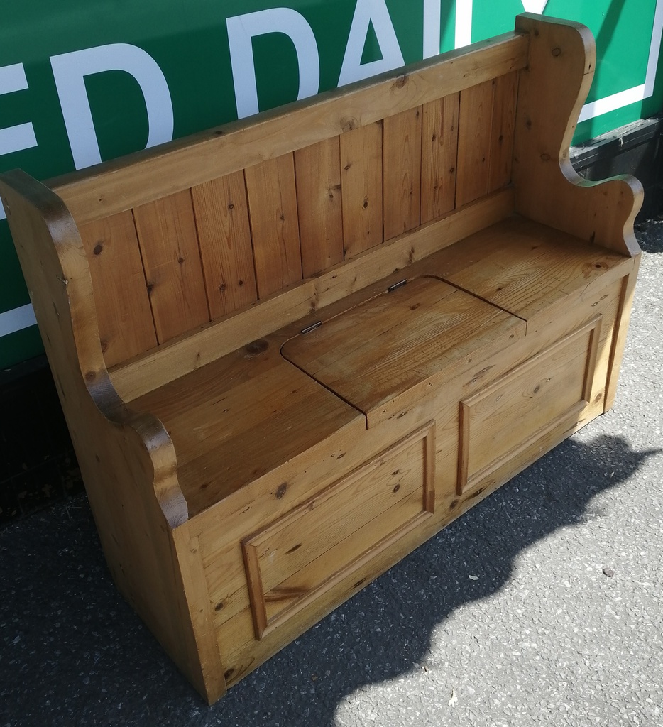 Lovely Rustic Pine Storage Bench