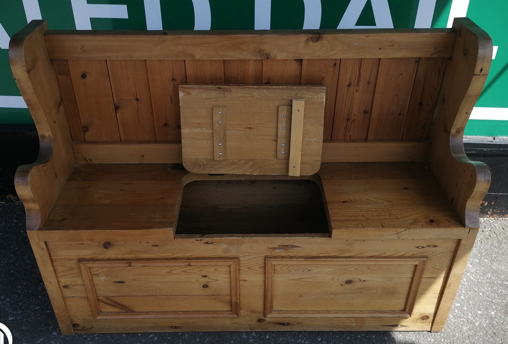 Lovely Rustic Pine Storage Bench