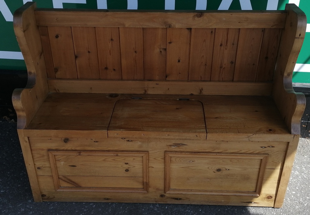 Lovely Rustic Pine Storage Bench