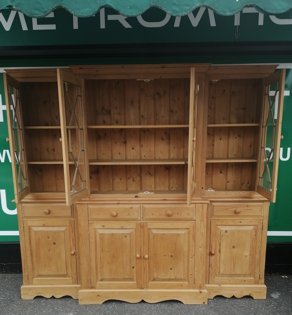 Quality large solid pine glazed display unit