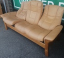 STRESSLESS TAN LEATHER THREE SEATER RECLINER SOFA