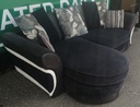 Large DFS Black  Toned Three Seater CHAISE-END SOFA