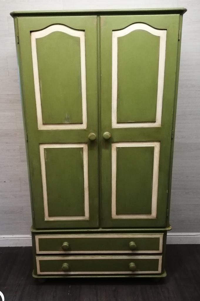 Stunning green paint solid pine wardrobe