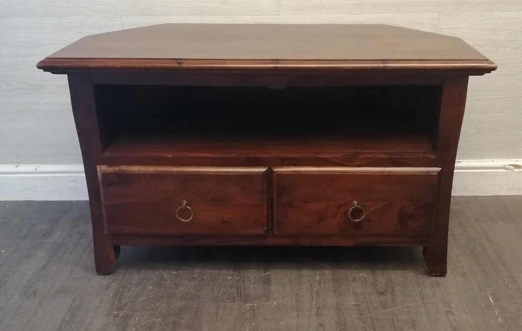 Great dark wood corner tv stand