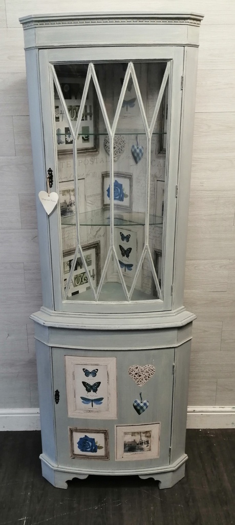 GLAZED TOP PAINTED CORNER DISPLAY UNIT