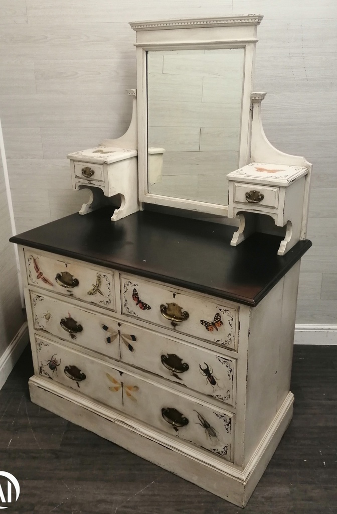 Lovely antique painted dressing table chest