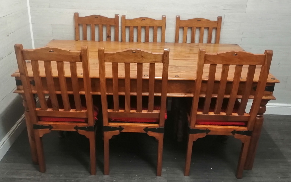 SHEESHAM DINING TABLE &amp; SIX CHAIR SET