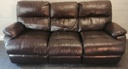 BROWN LEATHER THREE SEATER RECLINER SOFA