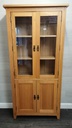 OAK GLAZED FRONTED DISPLAY UNIT WITH CUPBOARD