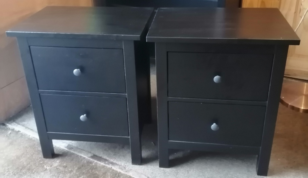 Pair of Ikea black bedsides