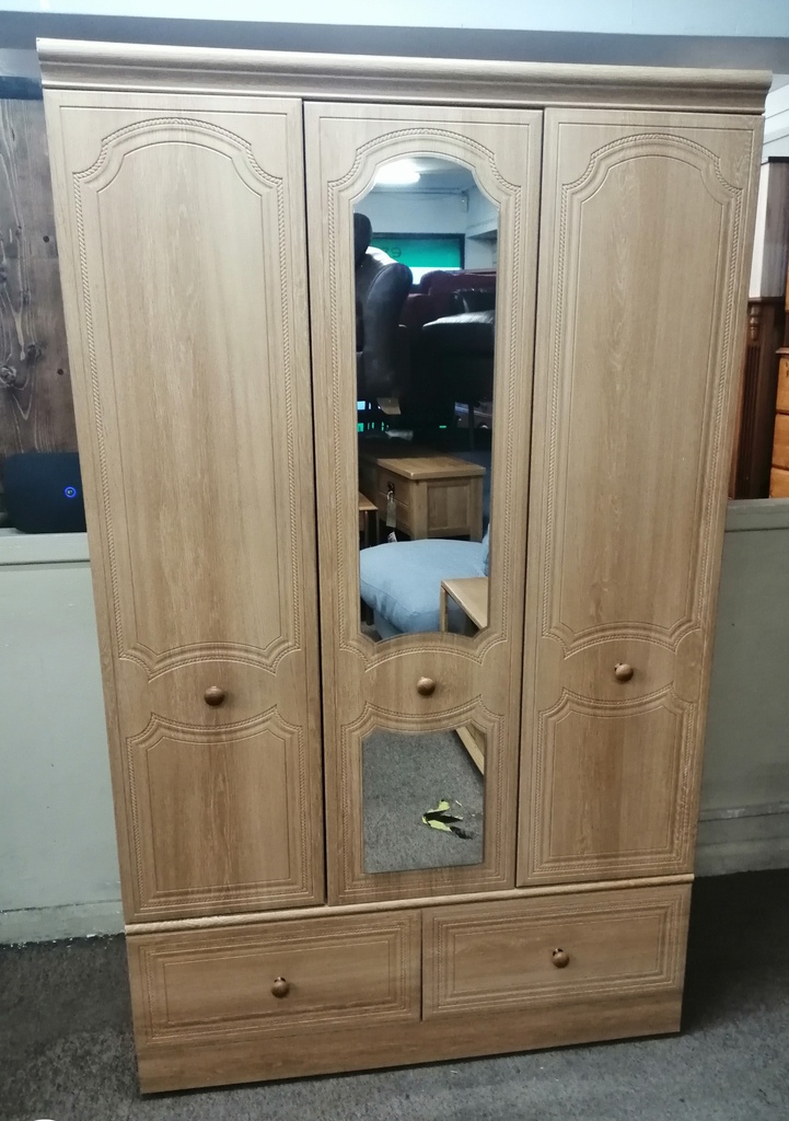 ALSTONS Cream  Triple Wardrobe with Mirror