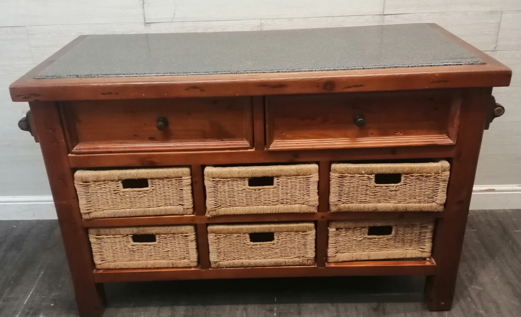 Quality Mexican Pine Kitchen Island with GraniteTop